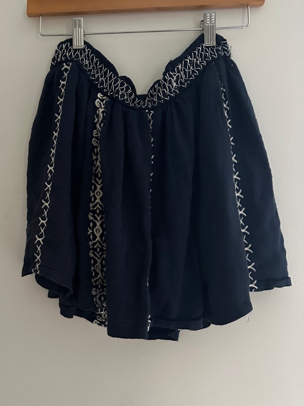 Women's Navy Embroidered Boho Skirt